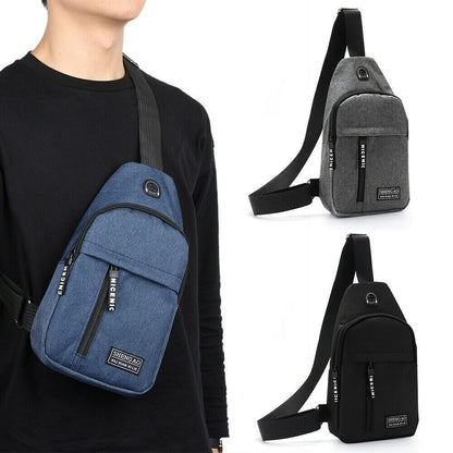 Men's Crossbody Sling Travel Bag - Black