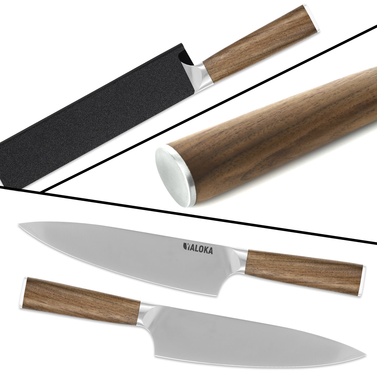 8-Inch Professional Japanese Chef Knife - Ultra Sharp Gyuto with Natural Wood Handle - PureSelect