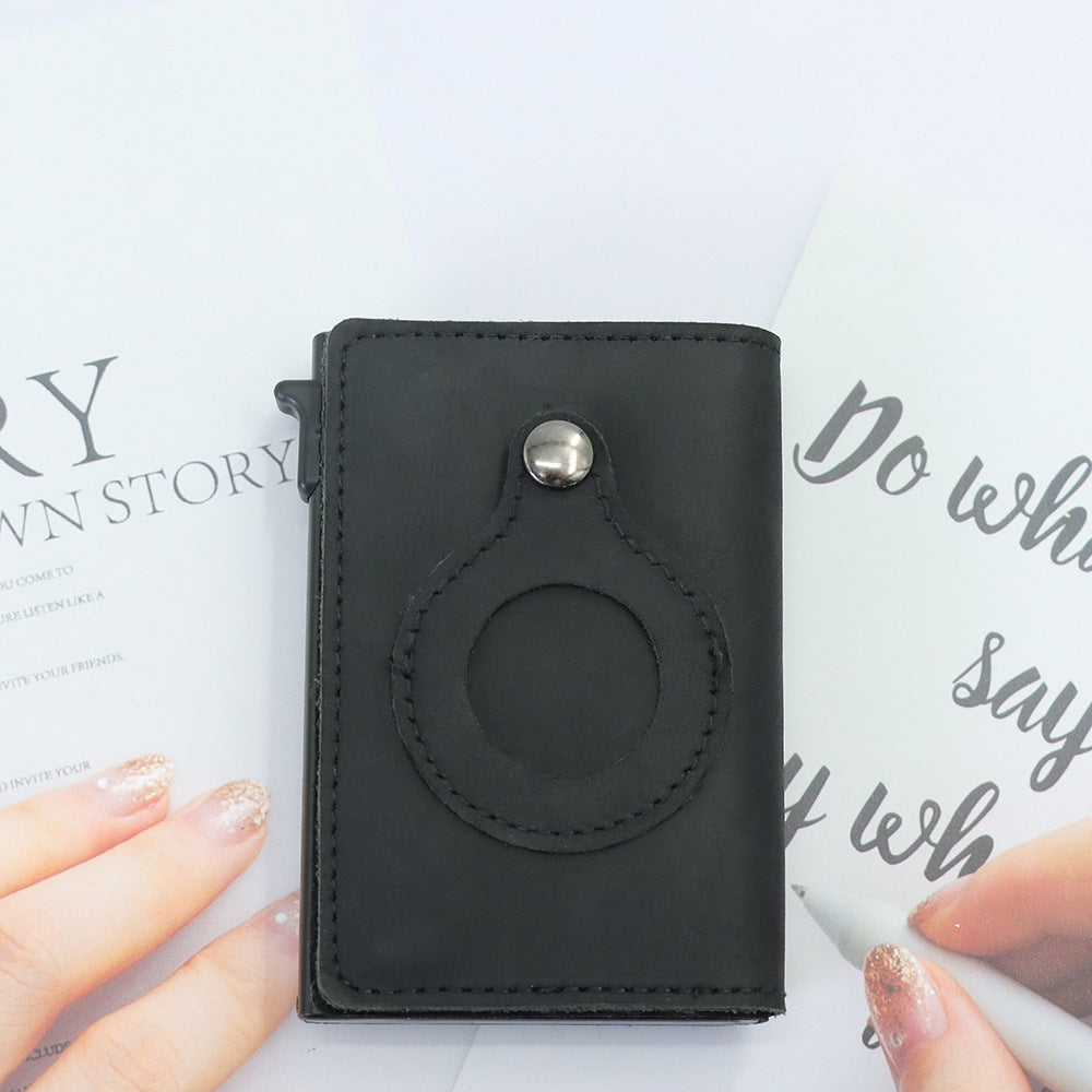 RFID-Blocking Minimalist Leather Wallet with AirTag Compatibility