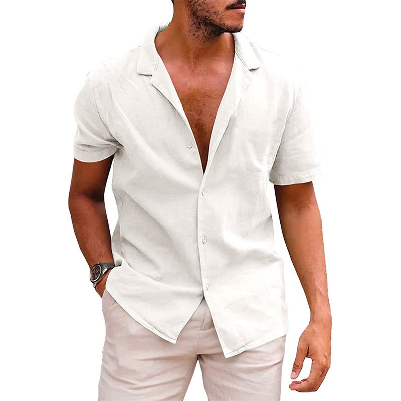 Men's Casual Button-Down Short Sleeve Beach Shirt – Ideal for Summer