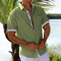 Men's Vacation Short Sleeve Shirt with Plaid Sides – Perfect for Summer Hawaii Beach Style.