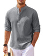 Men's Casual Long Sleeve Stand Collar Shirt – Solid Color Fashion for a Sleek, Modern Look