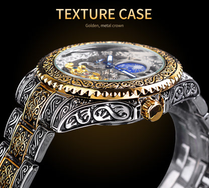 Forsining Luxury Skeleton Carved Tourbillon Mechanical Watches for Men