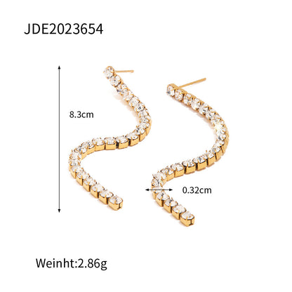 European And American Ins Style Earrings Zircon Tassel