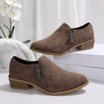 Plus Size New Side Zipper Square Heel Commuter Shoes Boots