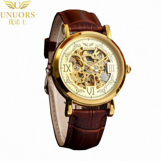 Nunos Hollow Waterproof Mechanical Watches – Customized Belt Design for Men, Perfect for Wholesale Trade