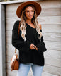 Solid Color V-Neck Plus Size Pullover Sweater