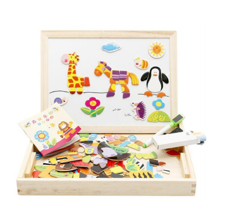 Multifunctional Magnetic Puzzle Drawing Board – Educational Wooden Toy for Kids