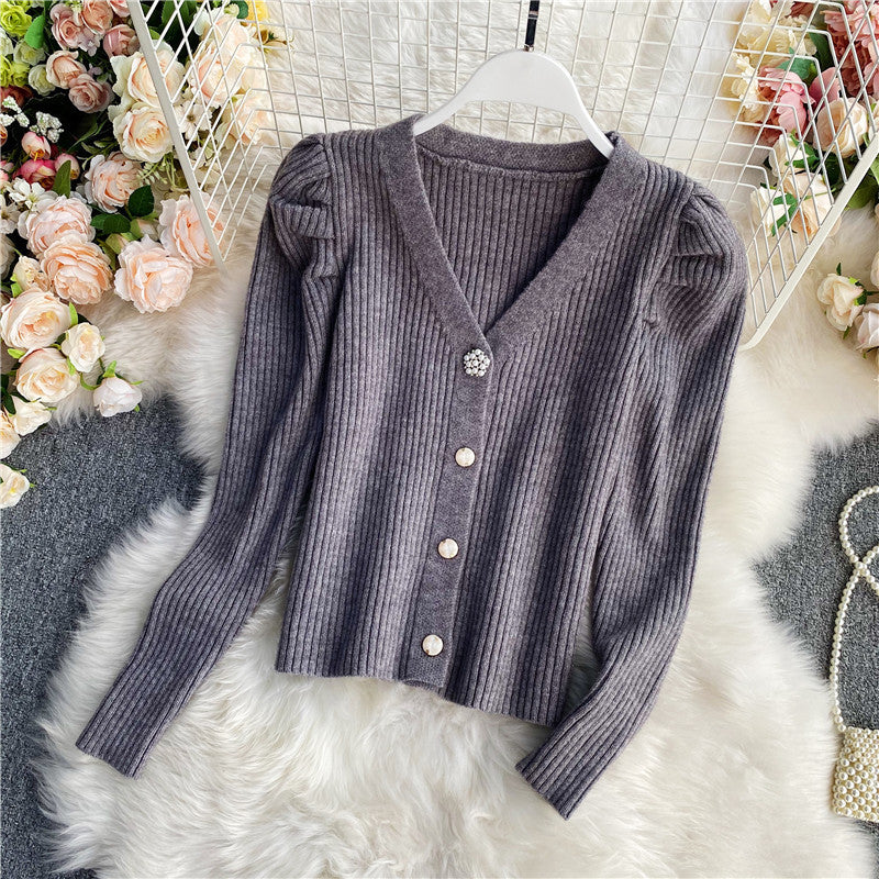 V-Neck Cardigan Sweater for Women