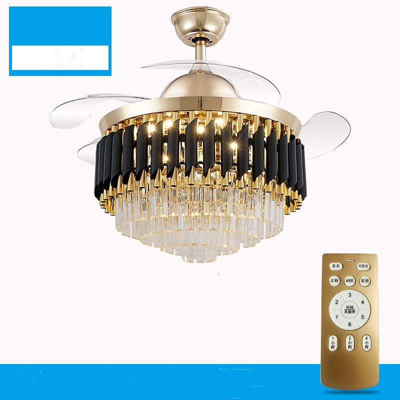 LED Frequency Conversion Fan Light Crystal Chandelier