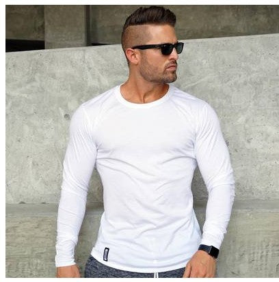 Autumn Fitness Elastic Breathable Long Sleeve T-Shirt for Men