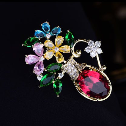 Creative Personality Vase Brooch Accessories Women