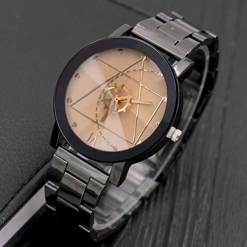 Fashionable Gear Compass Turntable Steel Watches for Couples