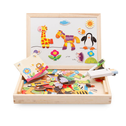 Multifunctional Magnetic Puzzle Drawing Board – Educational Wooden Toy for Kids