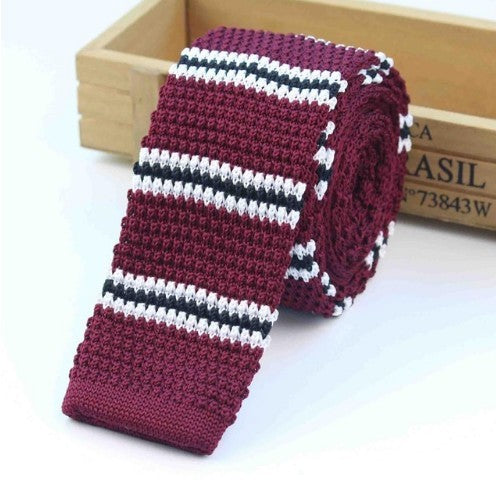 Men Knitted Knit Leisure Striped Ties Fashion Skinny Narrow Slim Neck Ties for Men Skinny Woven Designer Cravat