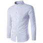 Stand-Up Collar Simple Men's Linen Cotton Long-Sleeved Shirt