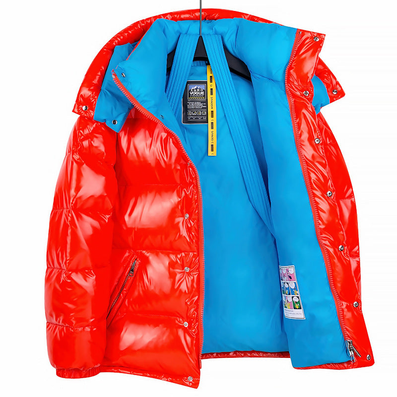 Glossy Down Jacket for Young Men and Women – Stylish Couples' Outerwear