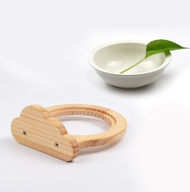 Ceramic Bowl with Solid Wood Stand for Pets