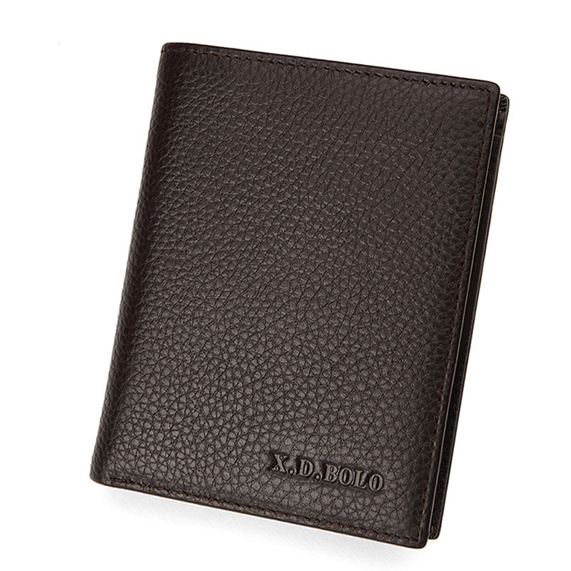 Ultra-Thin First Layer Cowhide Short Wallet for Men