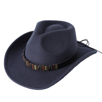 Unisex Woolen Western Cowboy Top Hat