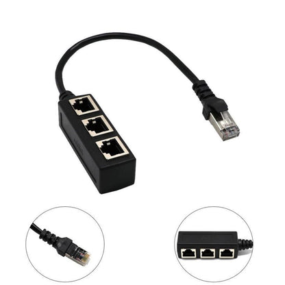 1 to 3 Socket LAN Ethernet Network RJ45 Plug Splitter Extender Adapter Connector