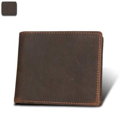 RFID Men's Wallet, Leather Wallet, Crazy Horse Leather Short Casual Wallet