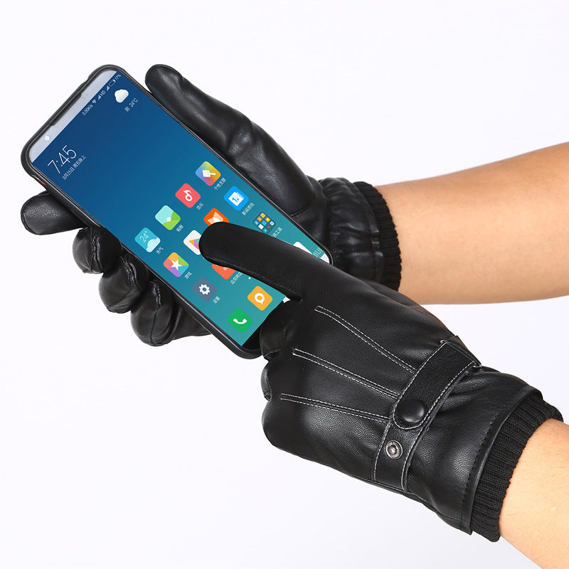 PU Autumn and Winter Touch Screen Gloves for Men