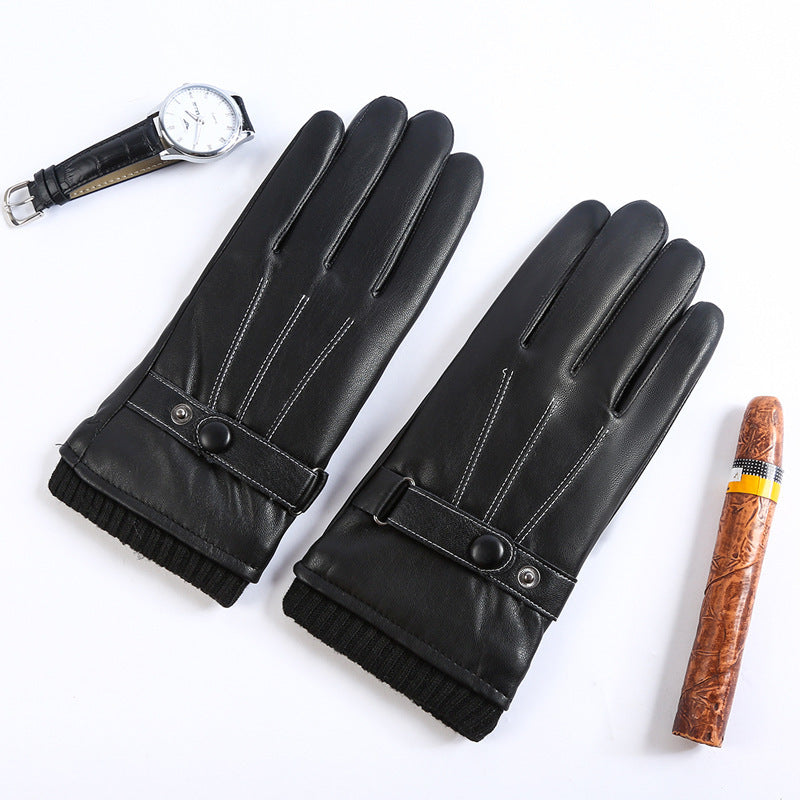 PU Autumn and Winter Touch Screen Gloves for Men