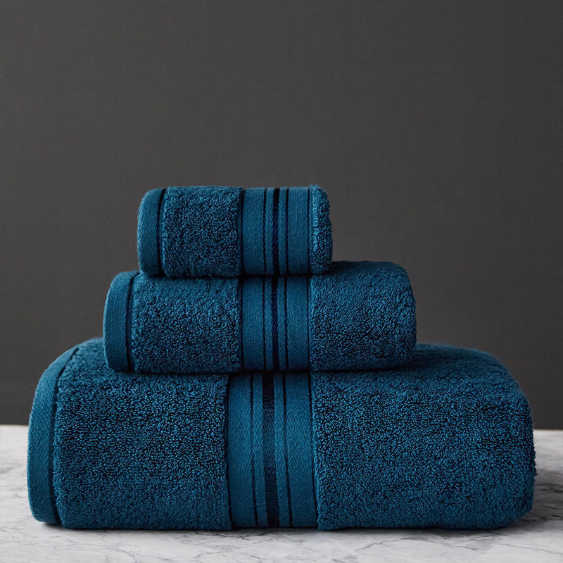 Pure Color Thick Cotton Bath Towel Set Increased Pure Cotton Beach Towel Beauty Salon Bath Towel