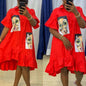 African Women's Ruffled Loose Shirt Dress