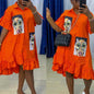 African Women's Ruffled Loose Shirt Dress