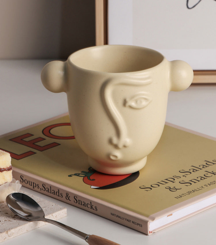 260ml Creative Abstract Face Mug – Handmade