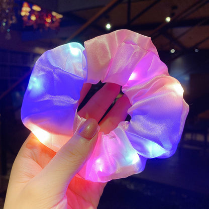 LED Luminous Scrunchies – Elastic Hair Ties for Women & Girls