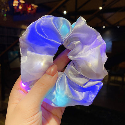 LED Luminous Scrunchies – Elastic Hair Ties for Women & Girls