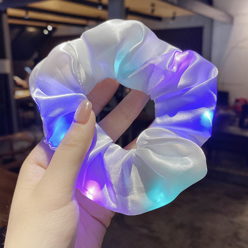 LED Luminous Scrunchies – Elastic Hair Ties for Women & Girls