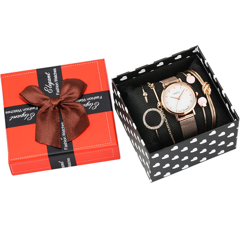 Fashionable Ladies’ Quartz Watches with Simple Bracelet Set