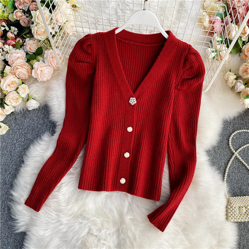 V-Neck Cardigan Sweater for Women