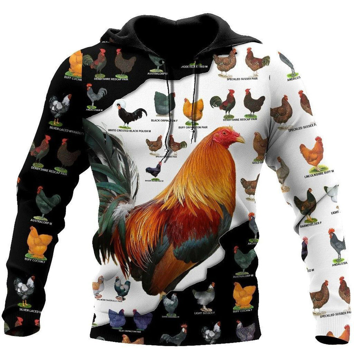 European and American Large Size Meiqi Rooster Series Hooded Pullover Bodywear