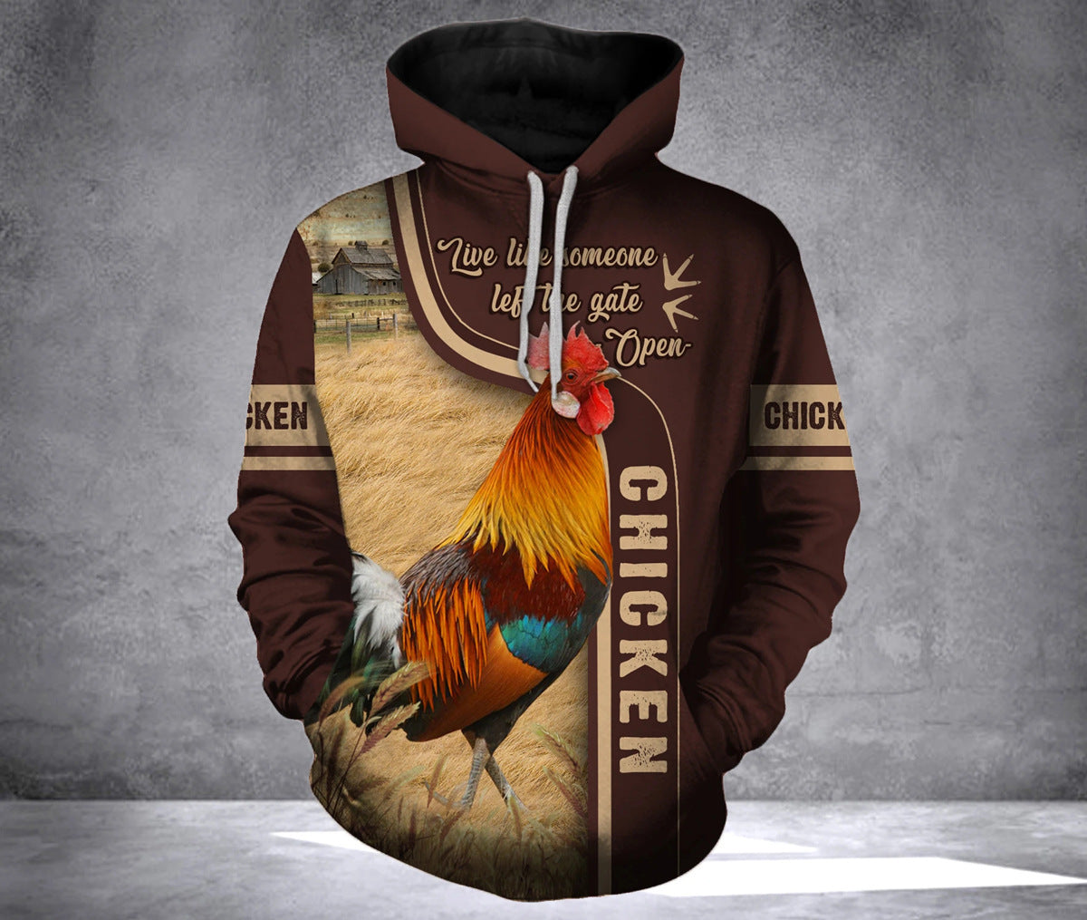 European and American Large Size Meiqi Rooster Series Hooded Pullover Bodywear