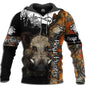 Oversized Boar Fighting Pig Series Hooded Pullover Sweater for Men