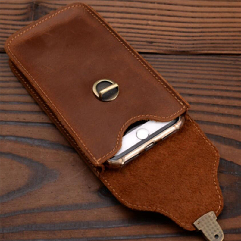 Leather Retro Mobile Phone Bag - Outdoor Portable Protective Cover and Storage Bag