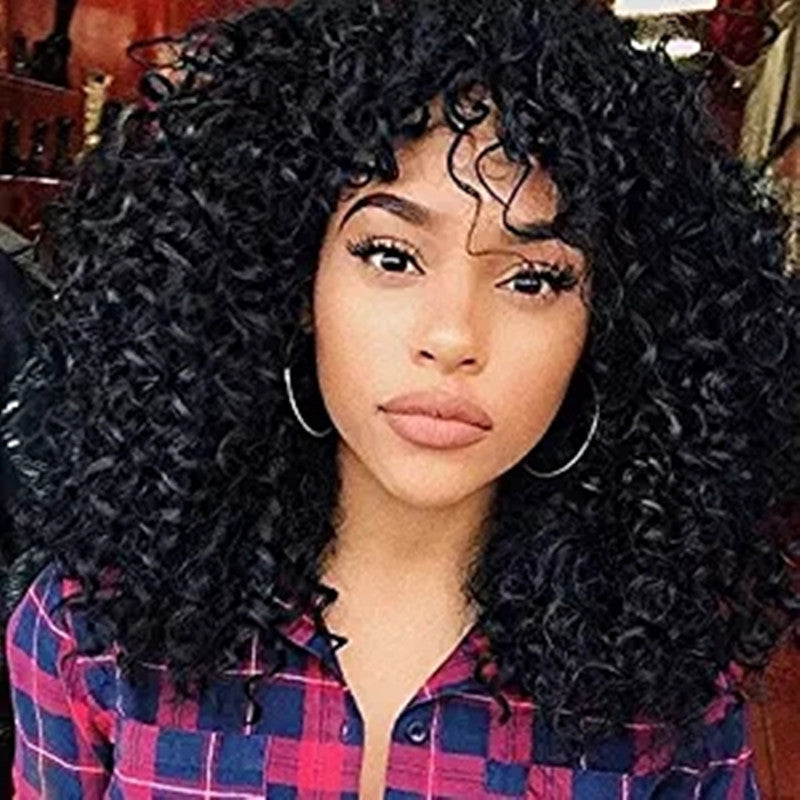 African Short Curly Hair Female Wigs, Fluffy and Long Curly Hair