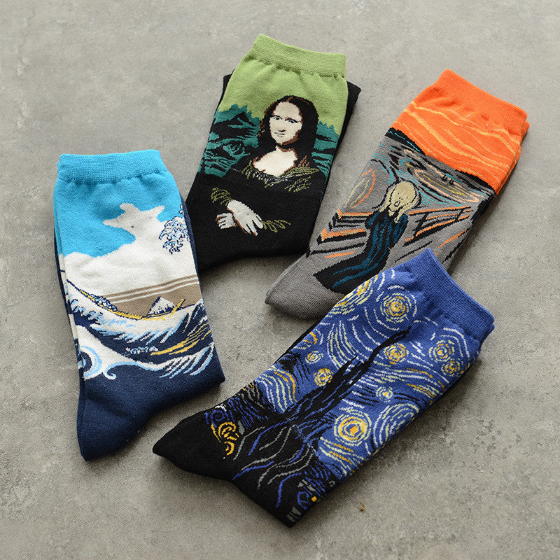 Retro World Famous Painting Men's Socks – Moxiao Factory Direct Selling