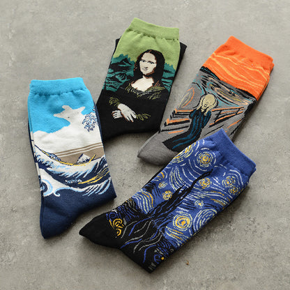 Retro World Famous Painting Men's Socks – Moxiao Factory Direct Selling