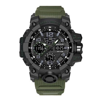 Men’s Dual Display Quartz Sports Watch with Multi-Function Waterproof Stopwatch