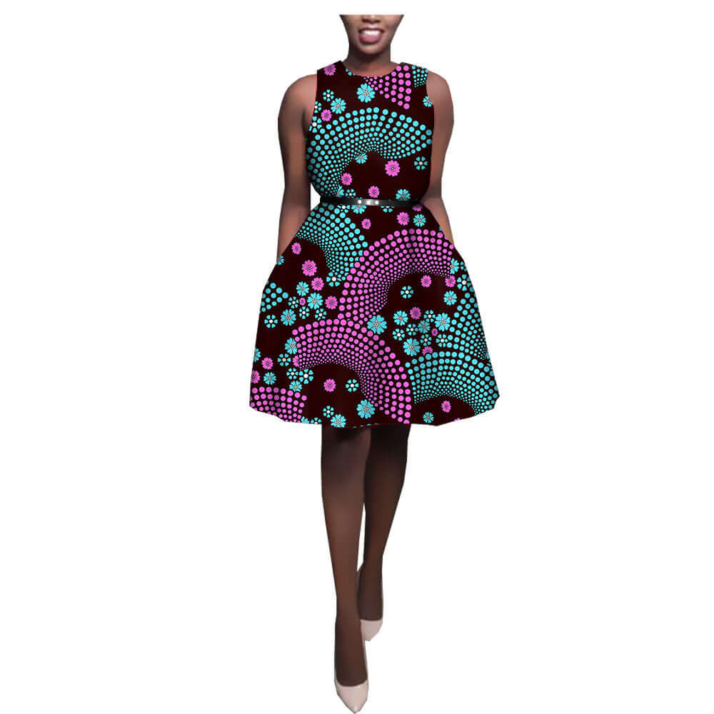 African Ethnic Print Batik Cotton Dress