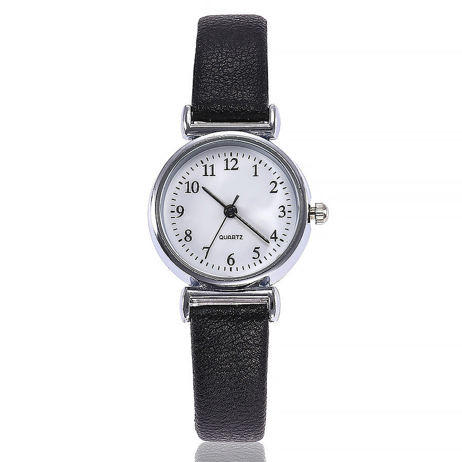 Classic Women's Quartz Watch – Round Analog with Leather Strap