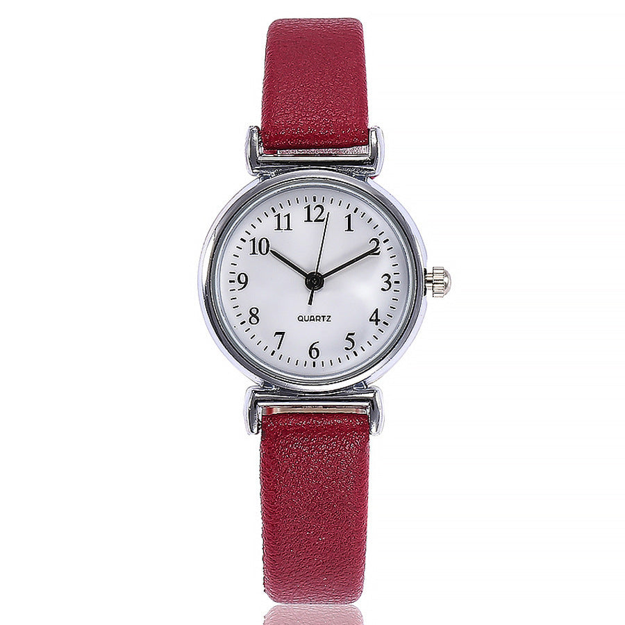 Classic Women's Quartz Watch – Round Analog with Leather Strap