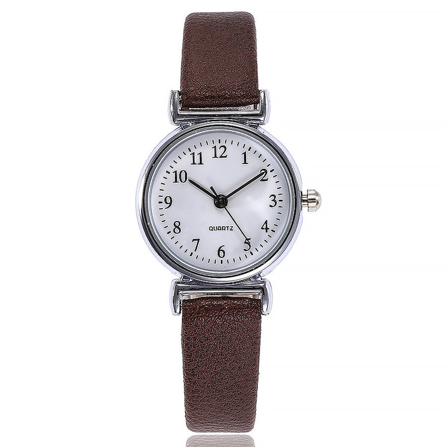 Classic Women's Quartz Watch – Round Analog with Leather Strap