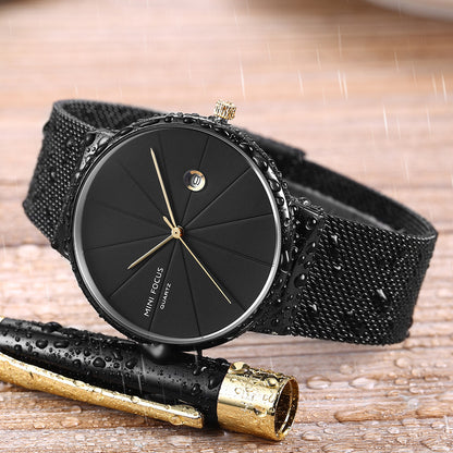 Waterproof Wrist Watch with Japanese Movement and Steel Mesh Belt